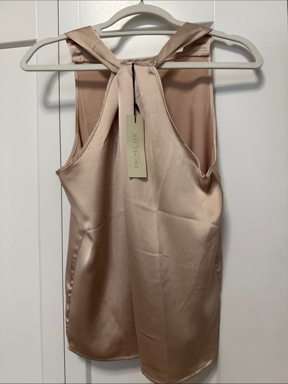NWT Rachel Zoe Satin Backless Halter Top in Blush Nude